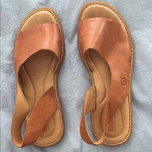 Born Tan Leather Slingback Sandals
